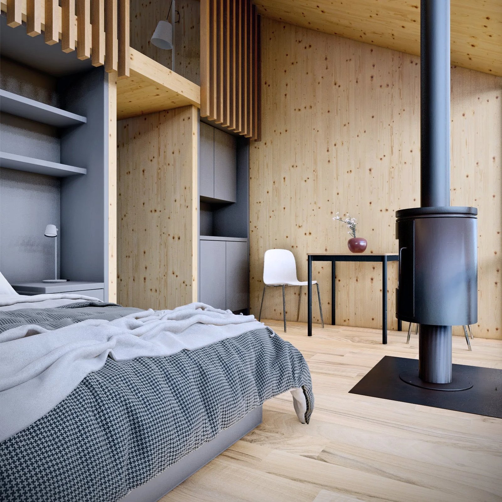 The Outpost cabin — windows + loft